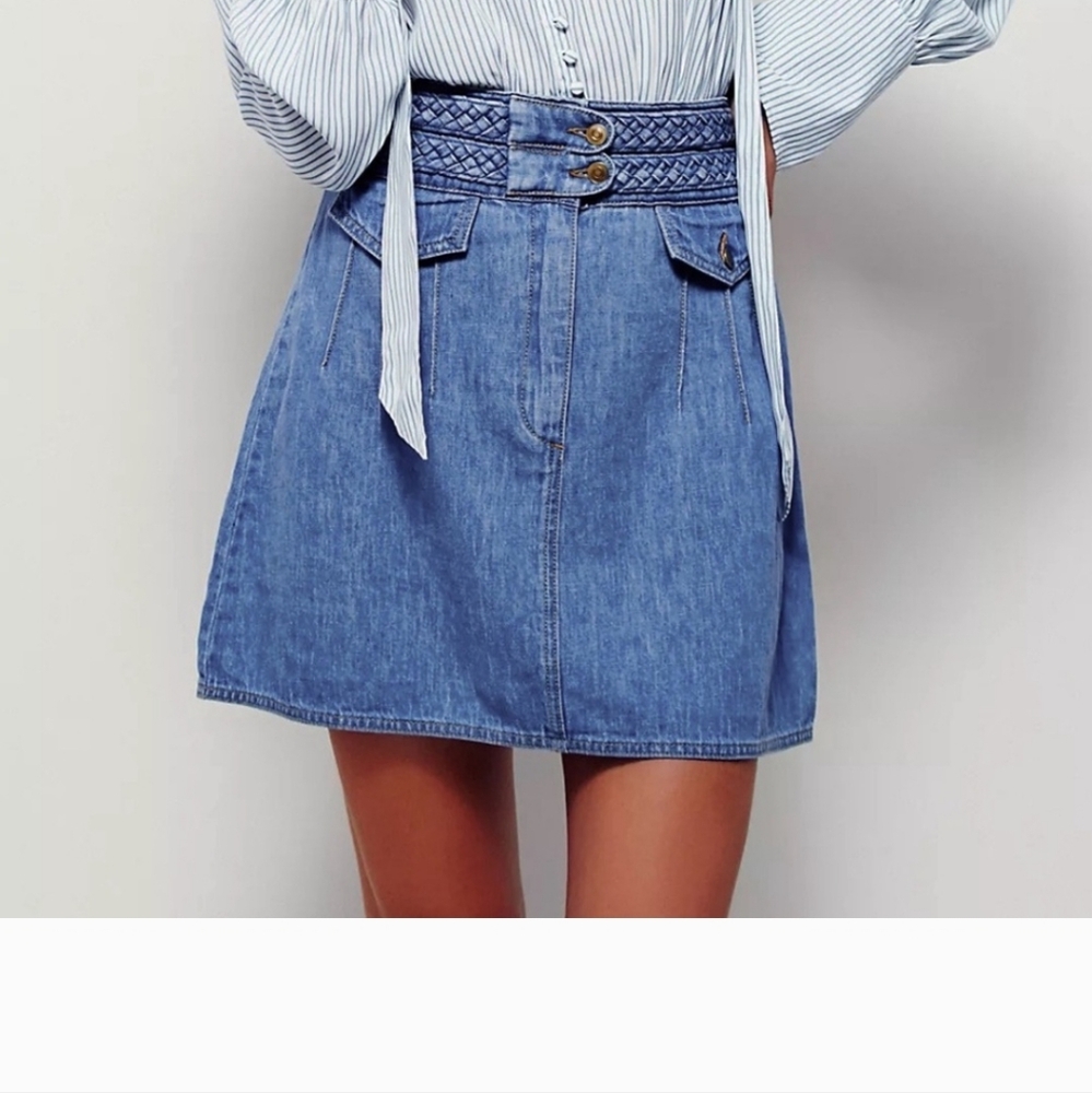 FREE PEOPLE Braided Waist Baby Hemp A Line Skirt - Size 0